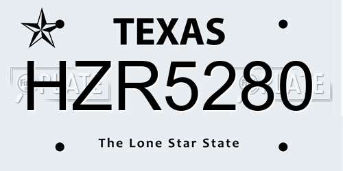 HZR5280 Texas License Plate