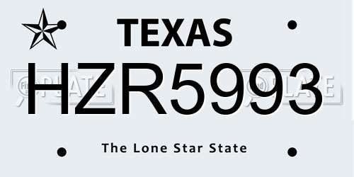 HZR5993 Texas License Plate