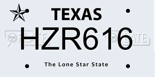 HZR616 Texas License Plate