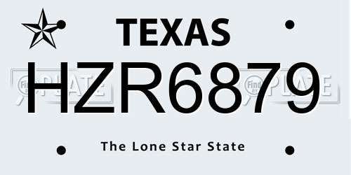 HZR6879 Texas License Plate