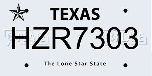 HZR7303 Texas License Plate