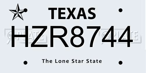 HZR8744 Texas License Plate