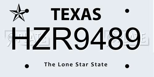 HZR9489 Texas License Plate