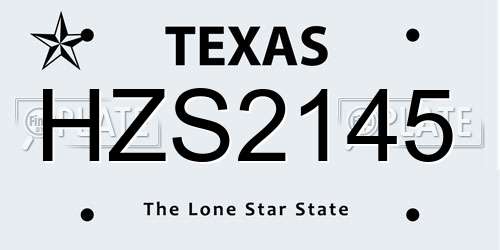 HZS2145 Texas License Plate