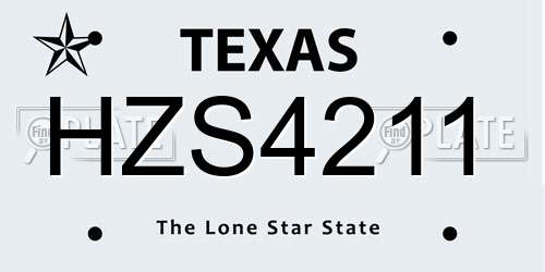 HZS4211 Texas License Plate
