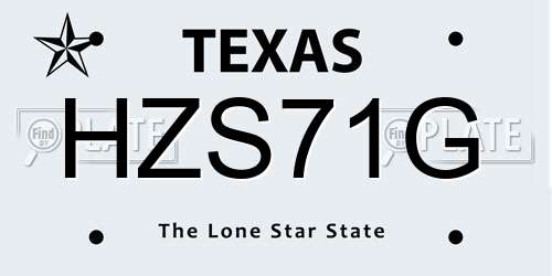 HZS71G Texas License Plate