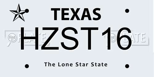 HZST16 Texas License Plate