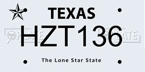 HZT136 Texas License Plate