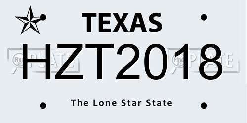 HZT2018 Texas License Plate