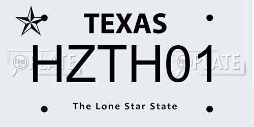 HZTH01 Texas License Plate