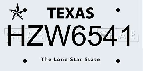 HZW6541 Texas License Plate