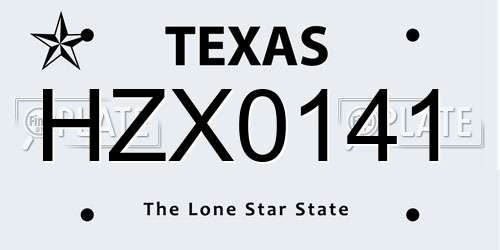 HZX0141 Texas License Plate