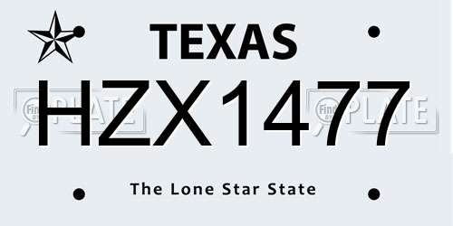 HZX1477 Texas License Plate
