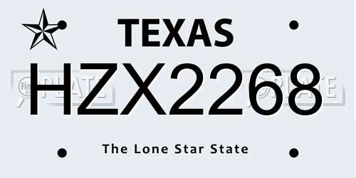 HZX2268 Texas License Plate