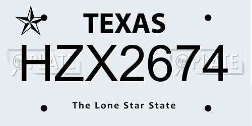 HZX2674 Texas License Plate