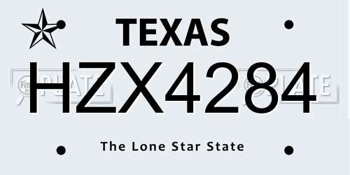 HZX4284 Texas License Plate