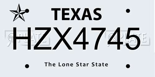 HZX4745 Texas License Plate