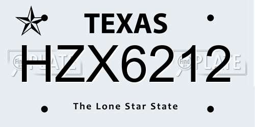 HZX6212 Texas License Plate