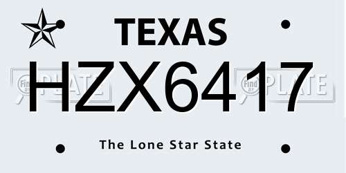 HZX6417 Texas License Plate