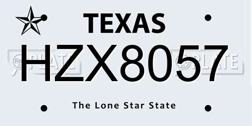 HZX8057 Texas License Plate