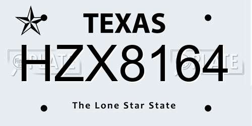 HZX8164 Texas License Plate