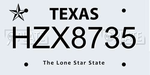 HZX8735 Texas License Plate