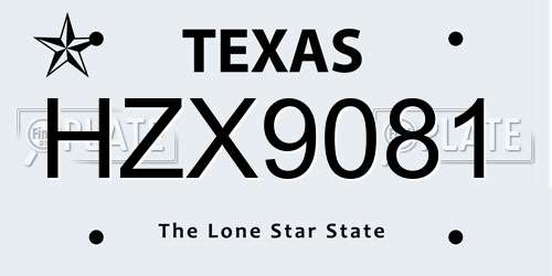 HZX9081 Texas License Plate