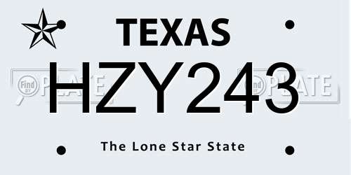 HZY243 Texas License Plate