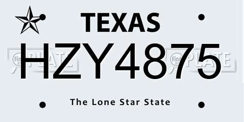 HZY4875 Texas License Plate