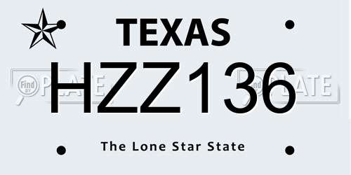 HZZ136 Texas License Plate