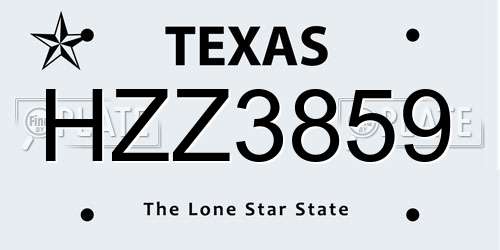 HZZ3859 Texas License Plate