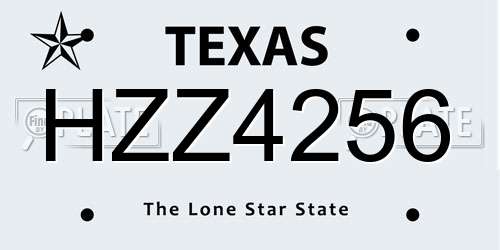 HZZ4256 Texas License Plate