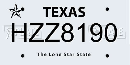 HZZ8190 Texas License Plate