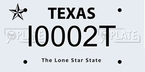 I0002T Texas License Plate