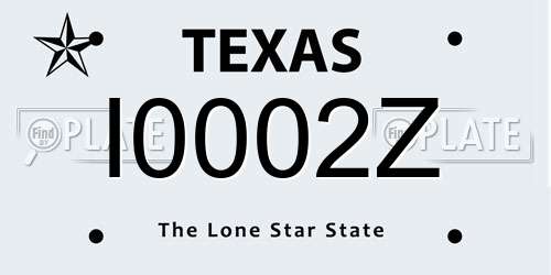 I0002Z Texas License Plate