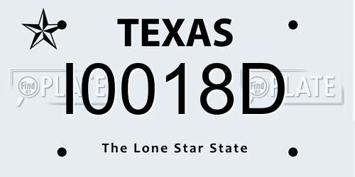 I0018D Texas License Plate