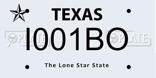 I001BO Texas License Plate
