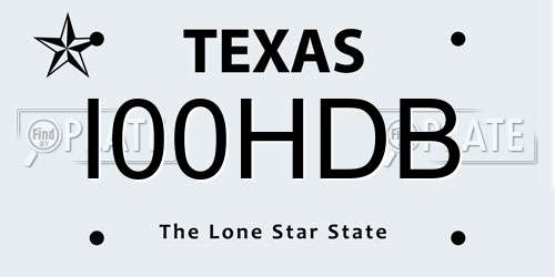 I00HDB Texas License Plate