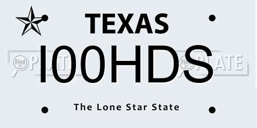 I00HDS Texas License Plate