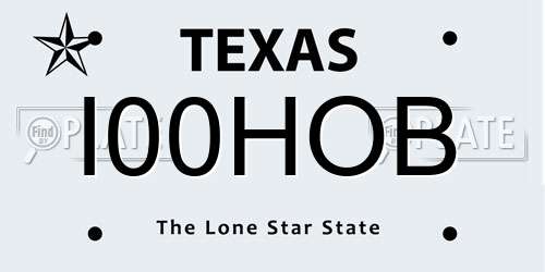 I00HOB Texas License Plate