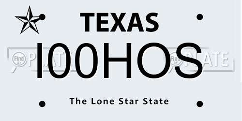 I00HOS Texas License Plate