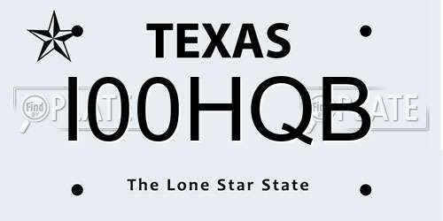 I00HQB Texas License Plate
