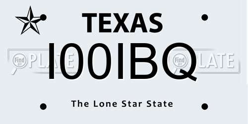 I00IBQ Texas License Plate