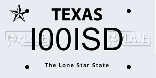 I00ISD Texas License Plate