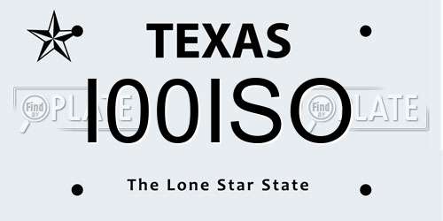 I00ISO Texas License Plate