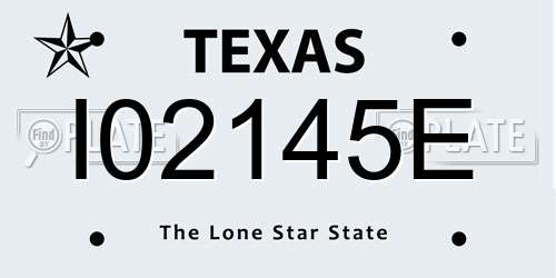I02145E Texas License Plate