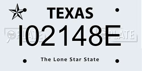 I02148E Texas License Plate