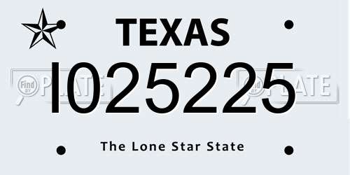 I025225 Texas License Plate