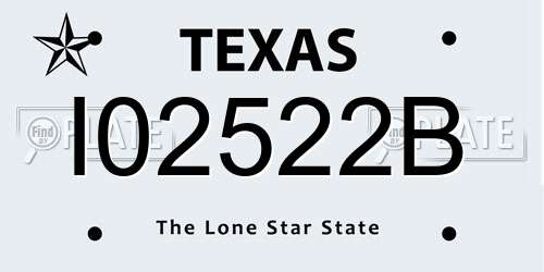 I02522B Texas License Plate