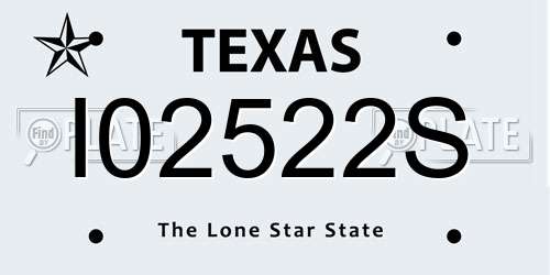 I02522S Texas License Plate